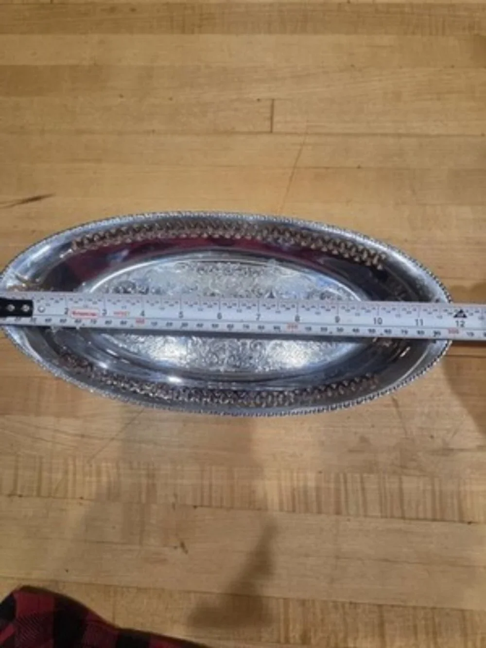 Vintage Farber Bros Krome Kraft Oval Chrome Serving Tray Pierced Art Deco NY